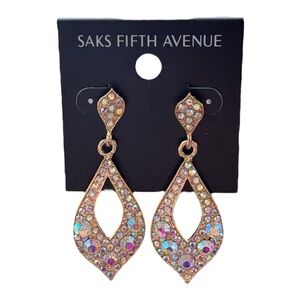 3/$40 Saks Fifth Avenue Gold Iridescent Dangle Teardrop Earrings